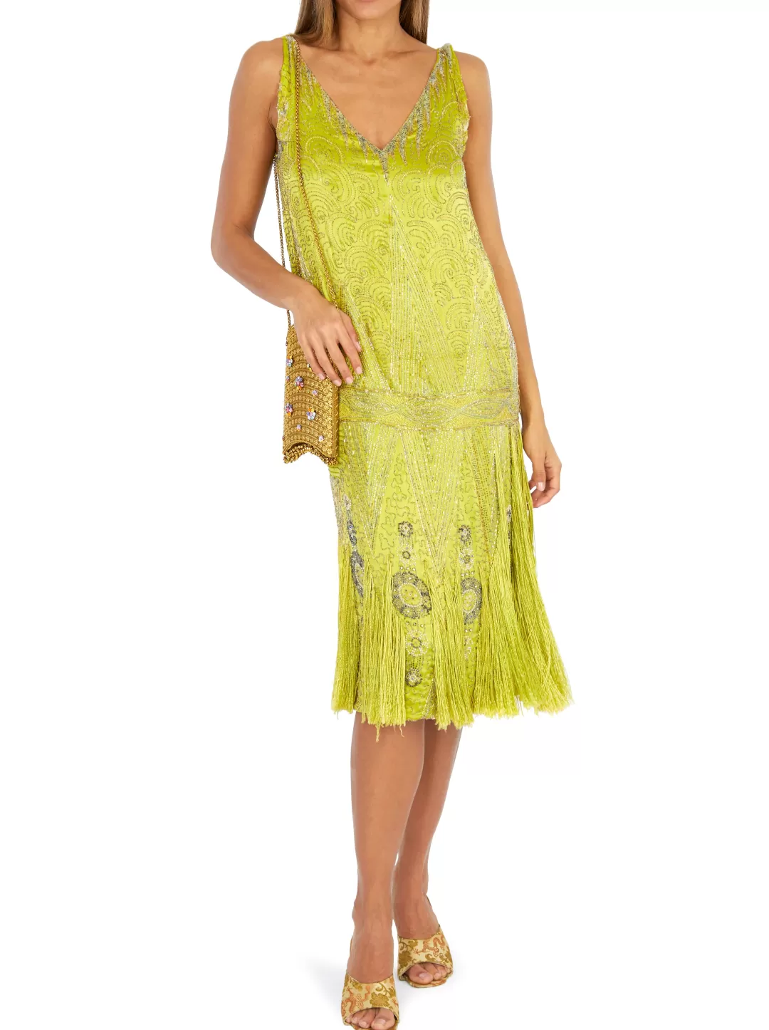 Women Annie's Archive 1920'S Chartreuse Flapper Dress