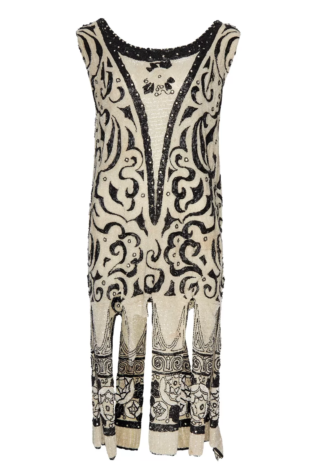 Women Annie's Archive 1920S Hand Beaded Swirl Patterned Fringe Dress