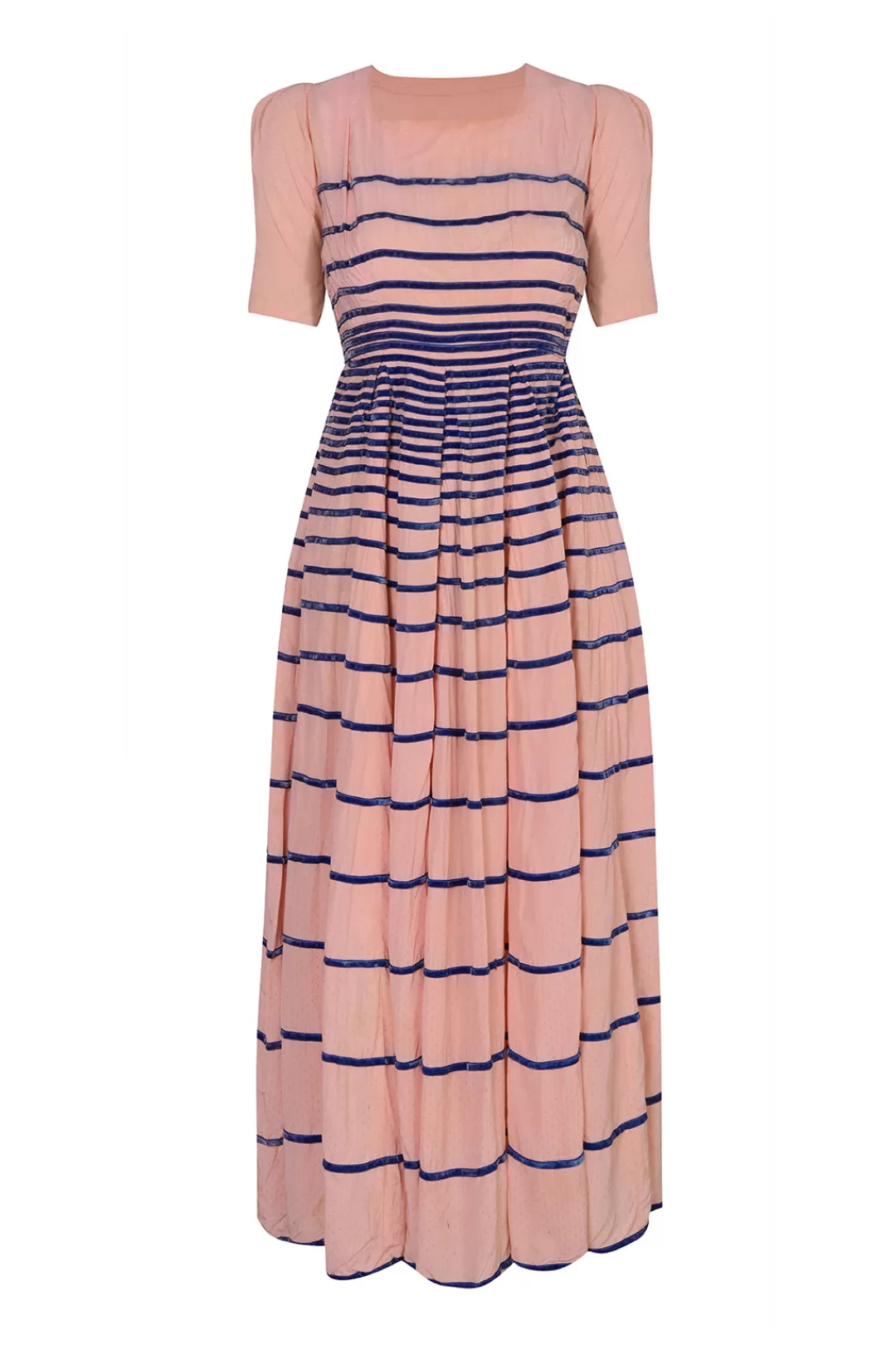 Women Annie's Archive 1940'S Pink & Blue Velvet Stripes Dress