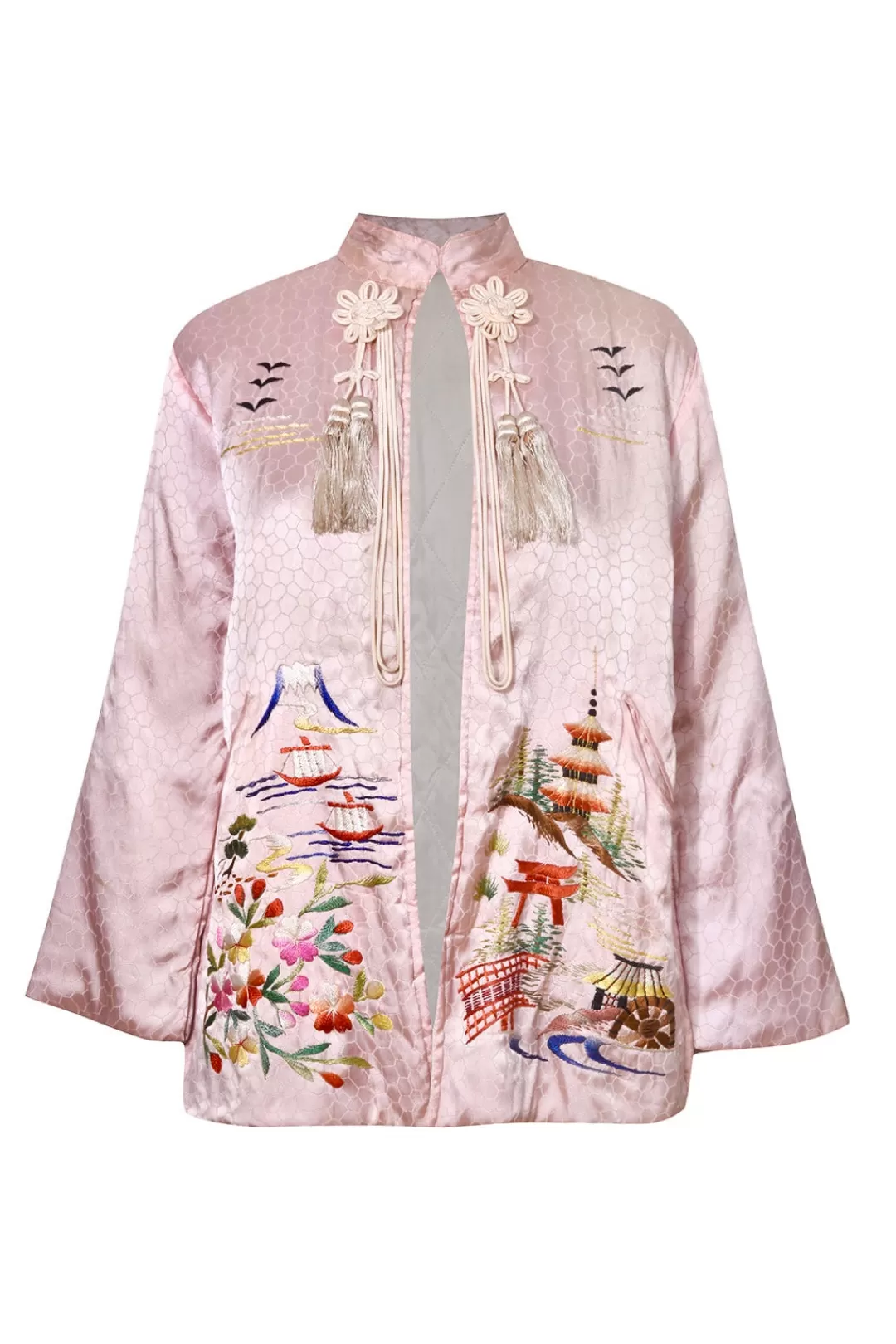 Women Annie's Archive 1960S Chinese Embroidered Pink Short Robe