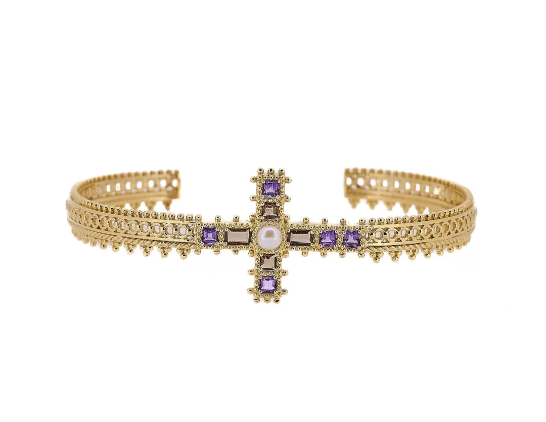 Women Jade Jagger Jewellery Amethyst Cross Bracelet