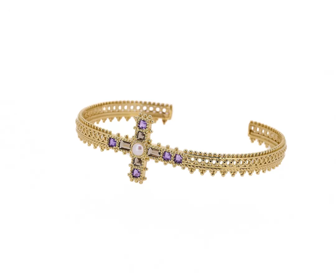 Women Jade Jagger Jewellery Amethyst Cross Bracelet