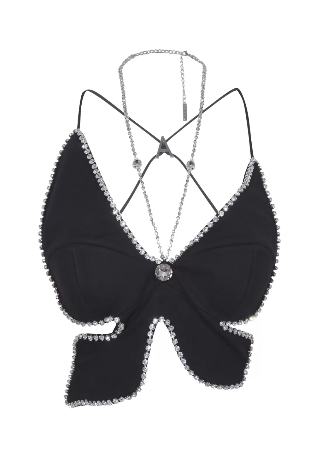 Women Area Black Crystal Butterfly Top