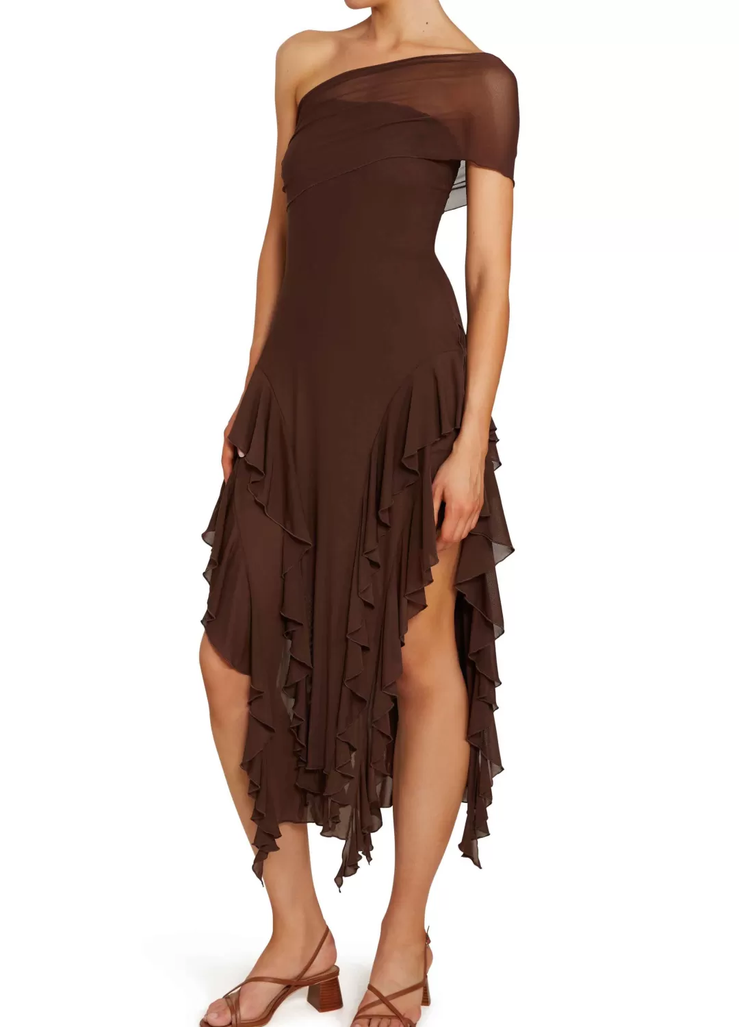 Women Kim Shui Brown Ruffle Dress