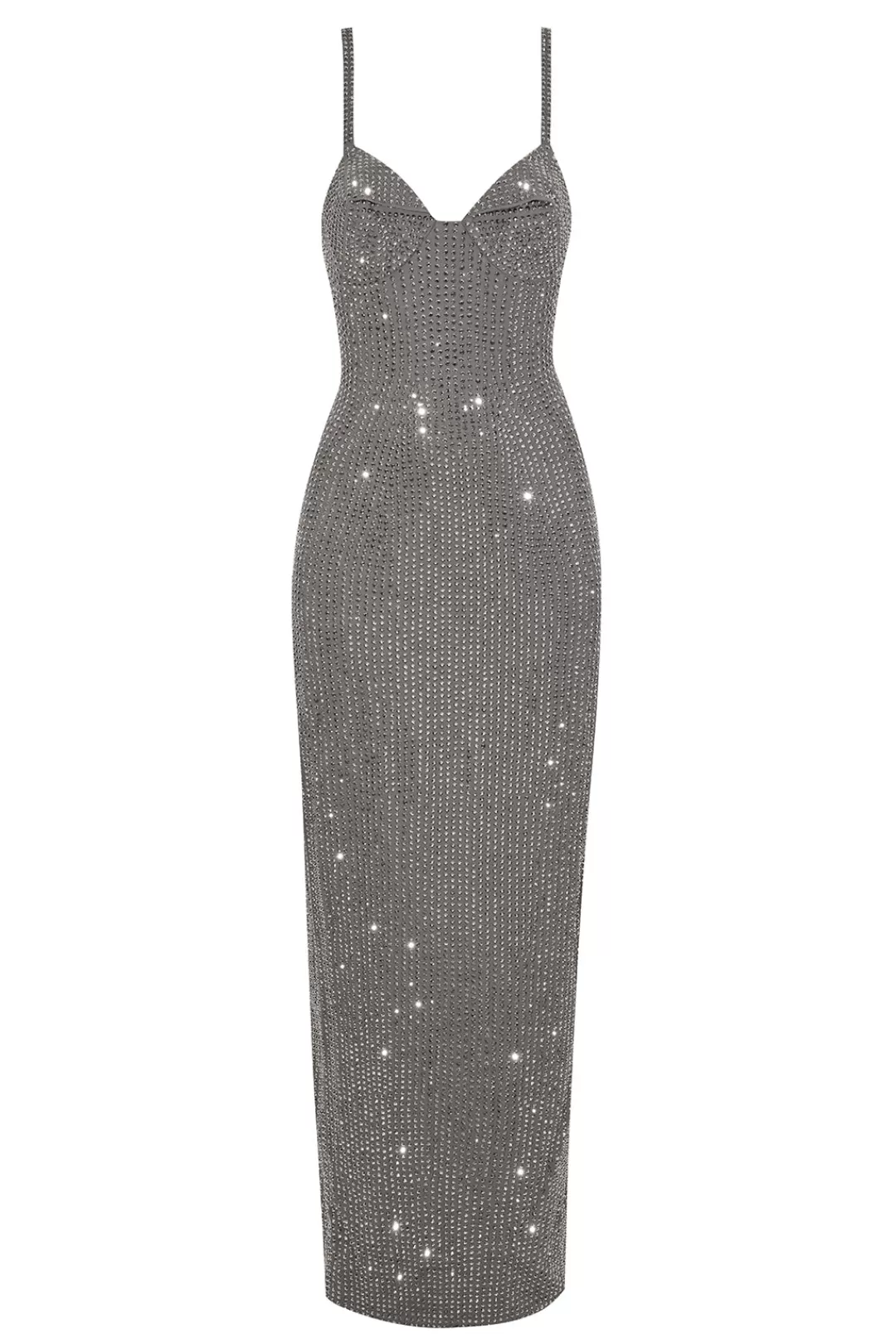 Women Area Charcoal Crystal Embellished Gown