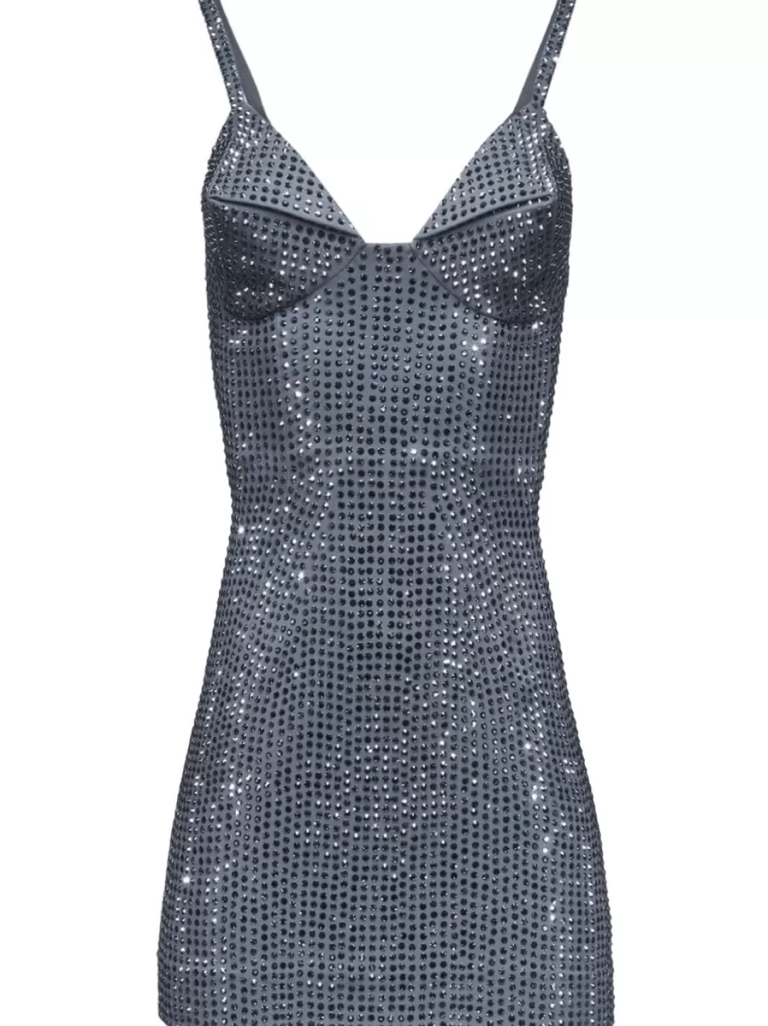 Women Area Charcoal Crystal Embellished Mini Dress