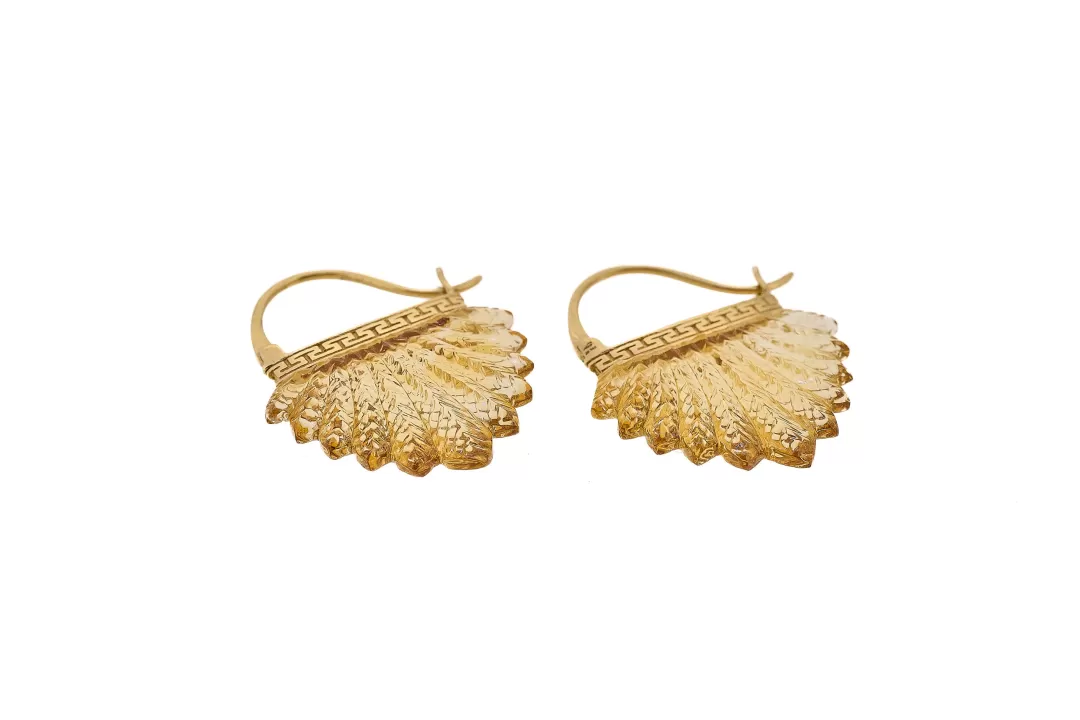 Women Jade Jagger Jewellery Citrine Feather Earrings