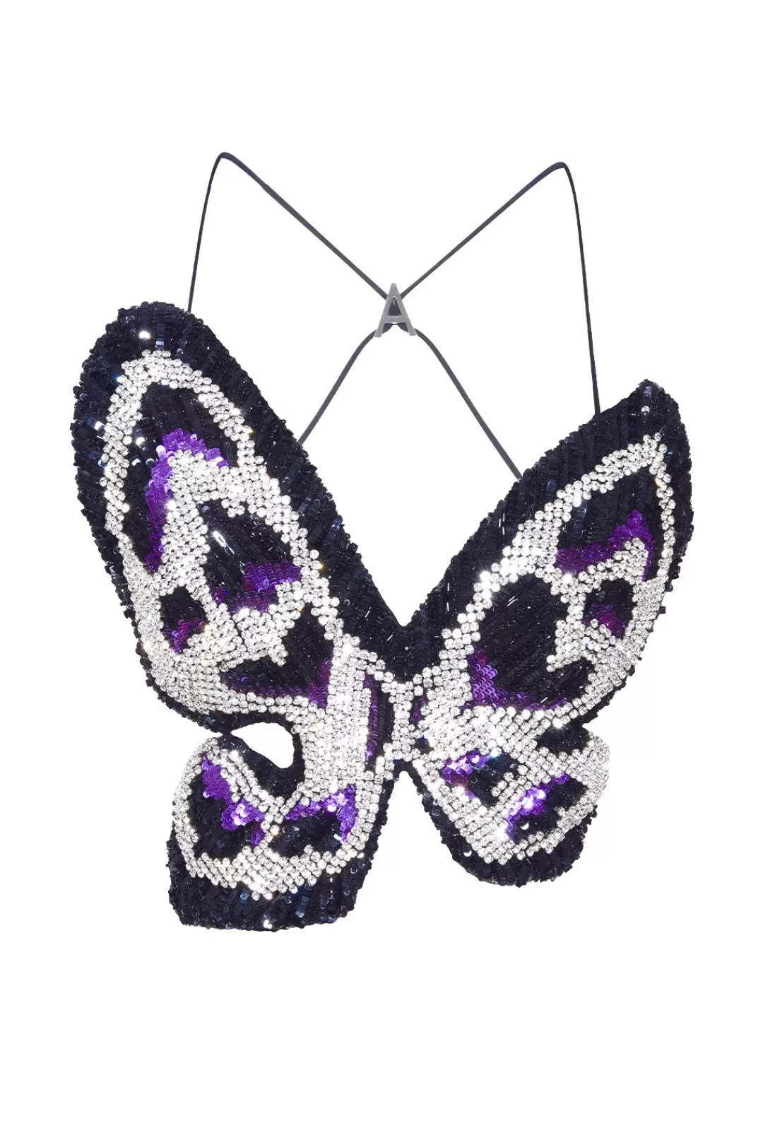 Women Area Crystal Pailette Butterfly Top