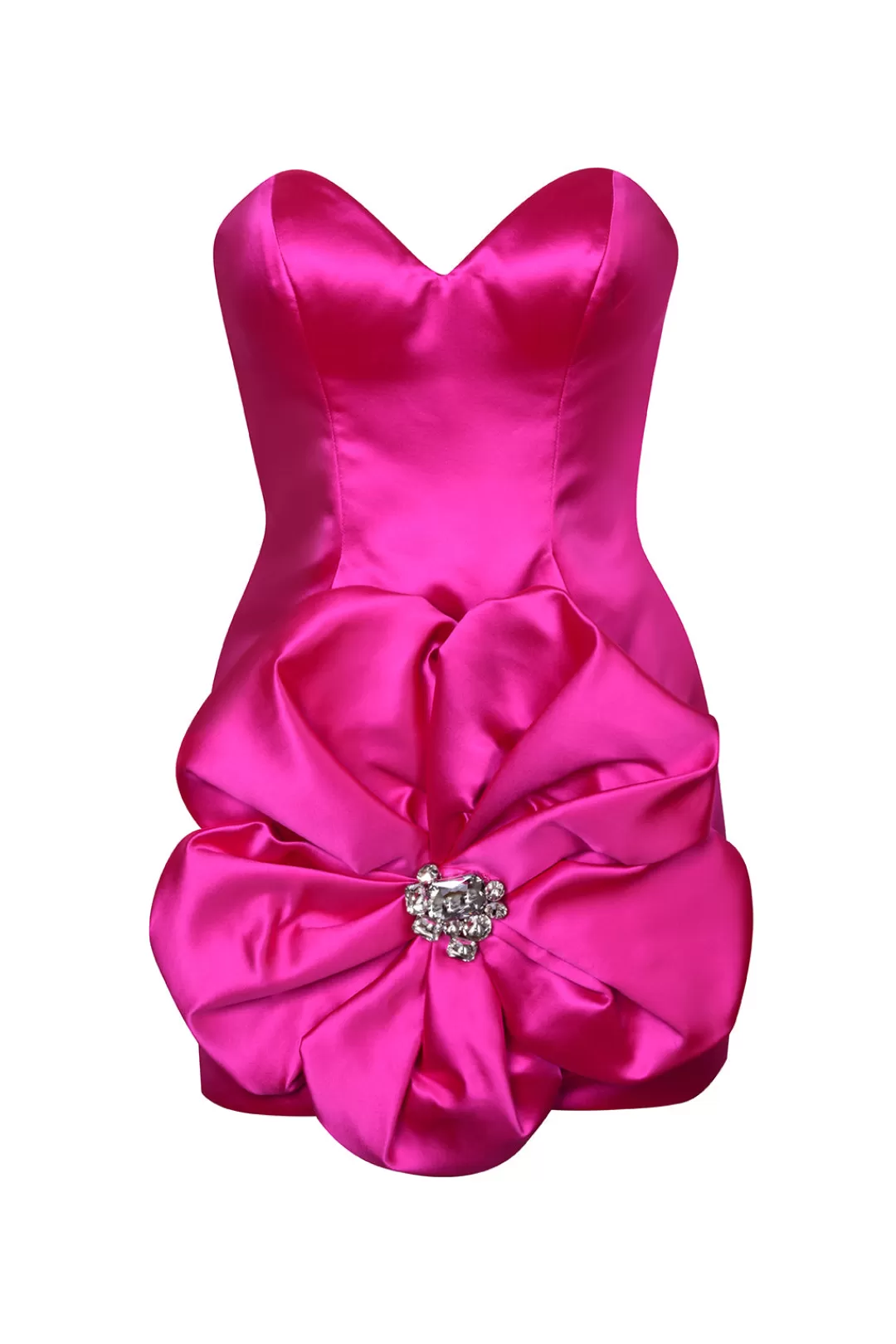 Women Area Crystal Rosette Strapless Mini Dress