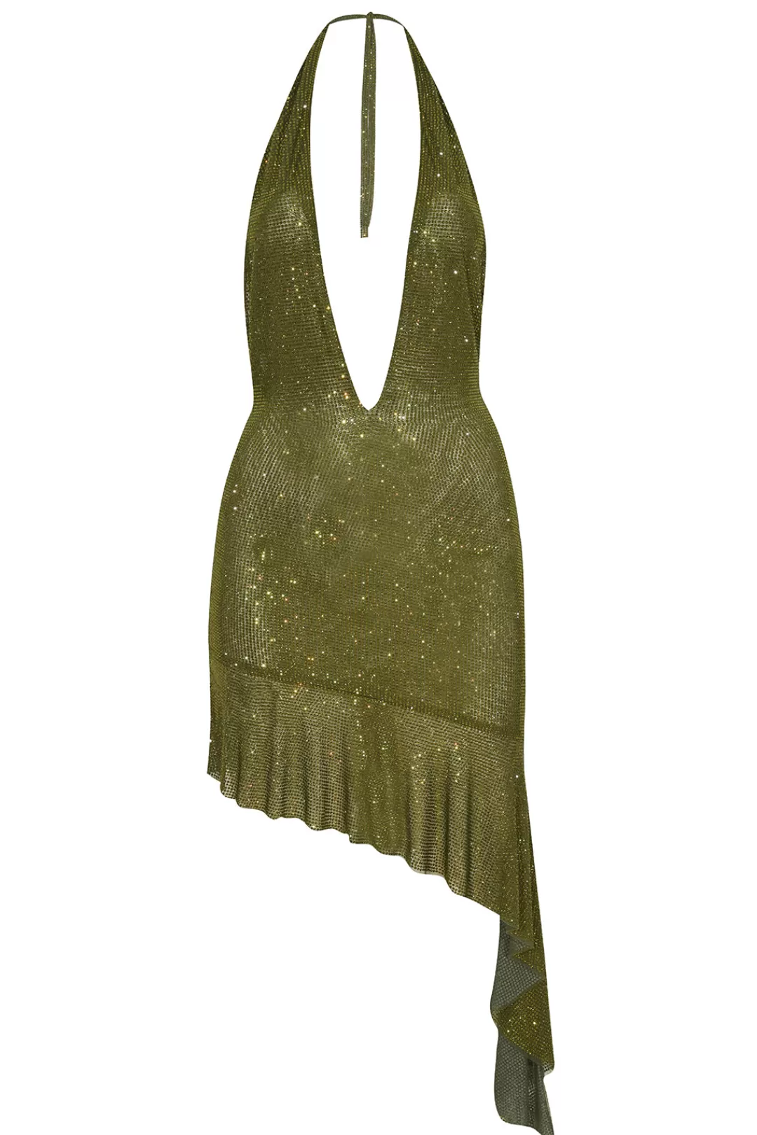 Women Giuseppe Di Morabito Green Crystal Asymmetric Mini Dress