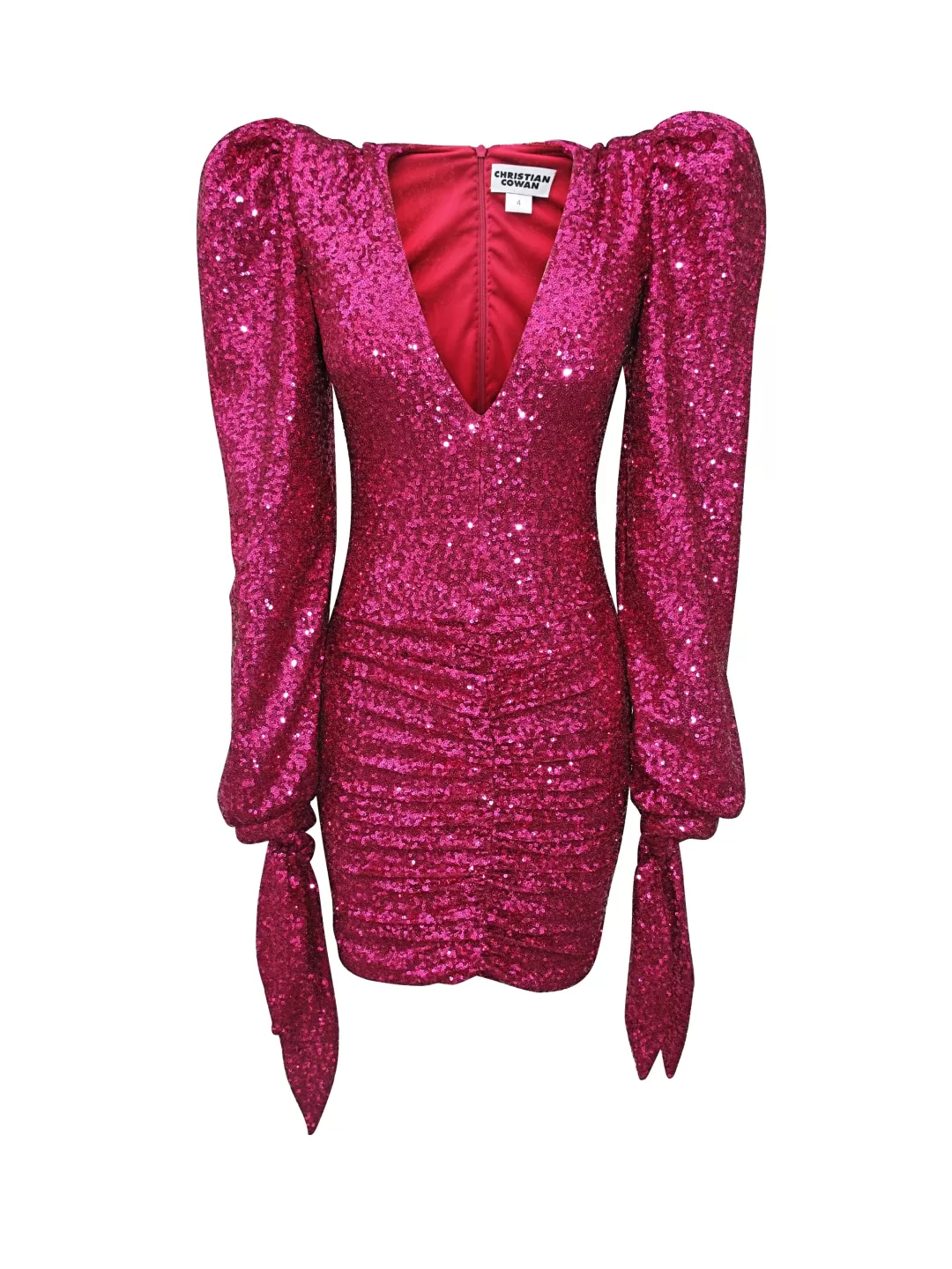 Women Christian Cowan Hot Pink Sequin Dress