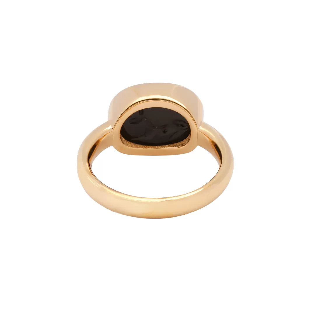 Women Annie's x Jade Jagger Podenco Dog Ring In Carved Black Onyx, Gold Vermeil