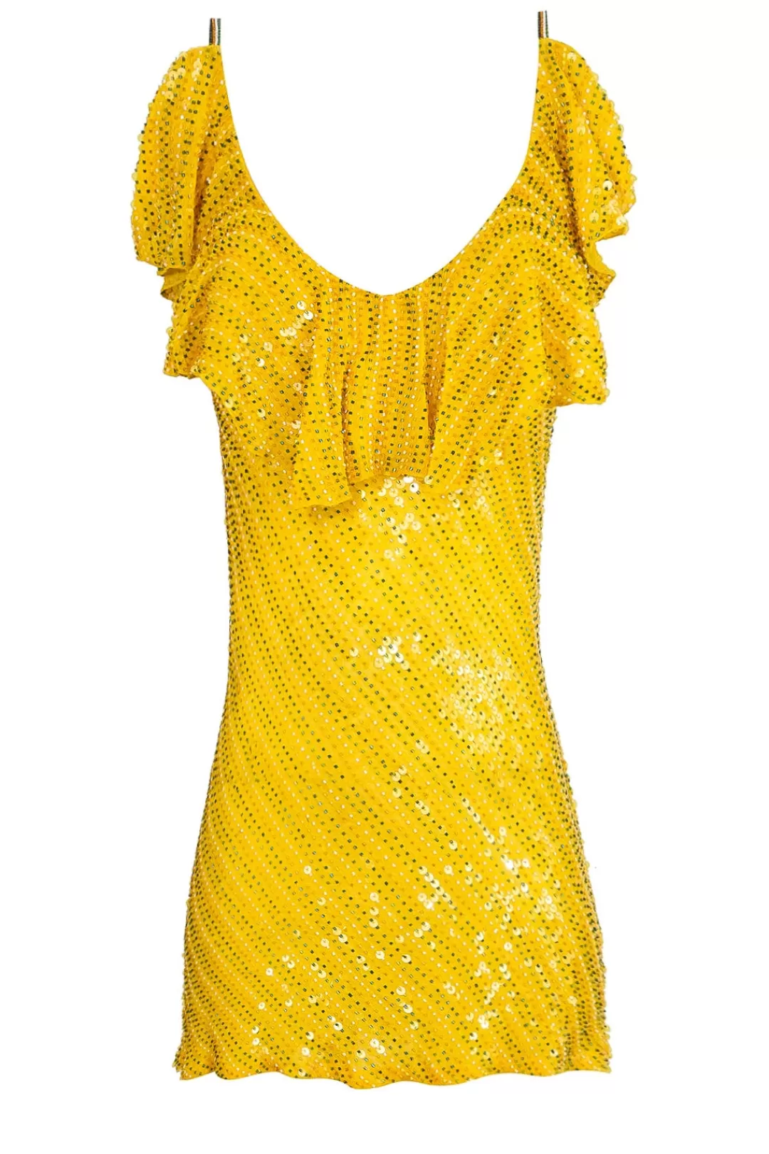 Women Ashish Ruffle Beaded Sequin Mini Dress