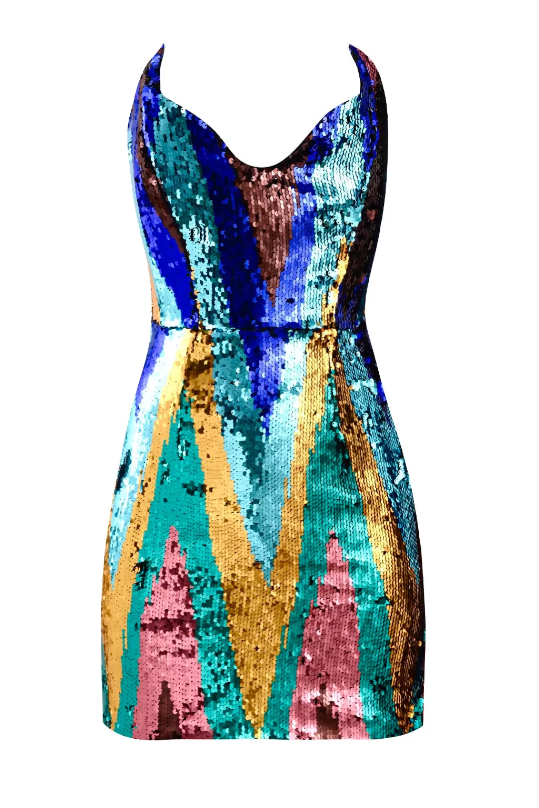 Women Halpern Sequinned Strapless Chevron Mini Dress