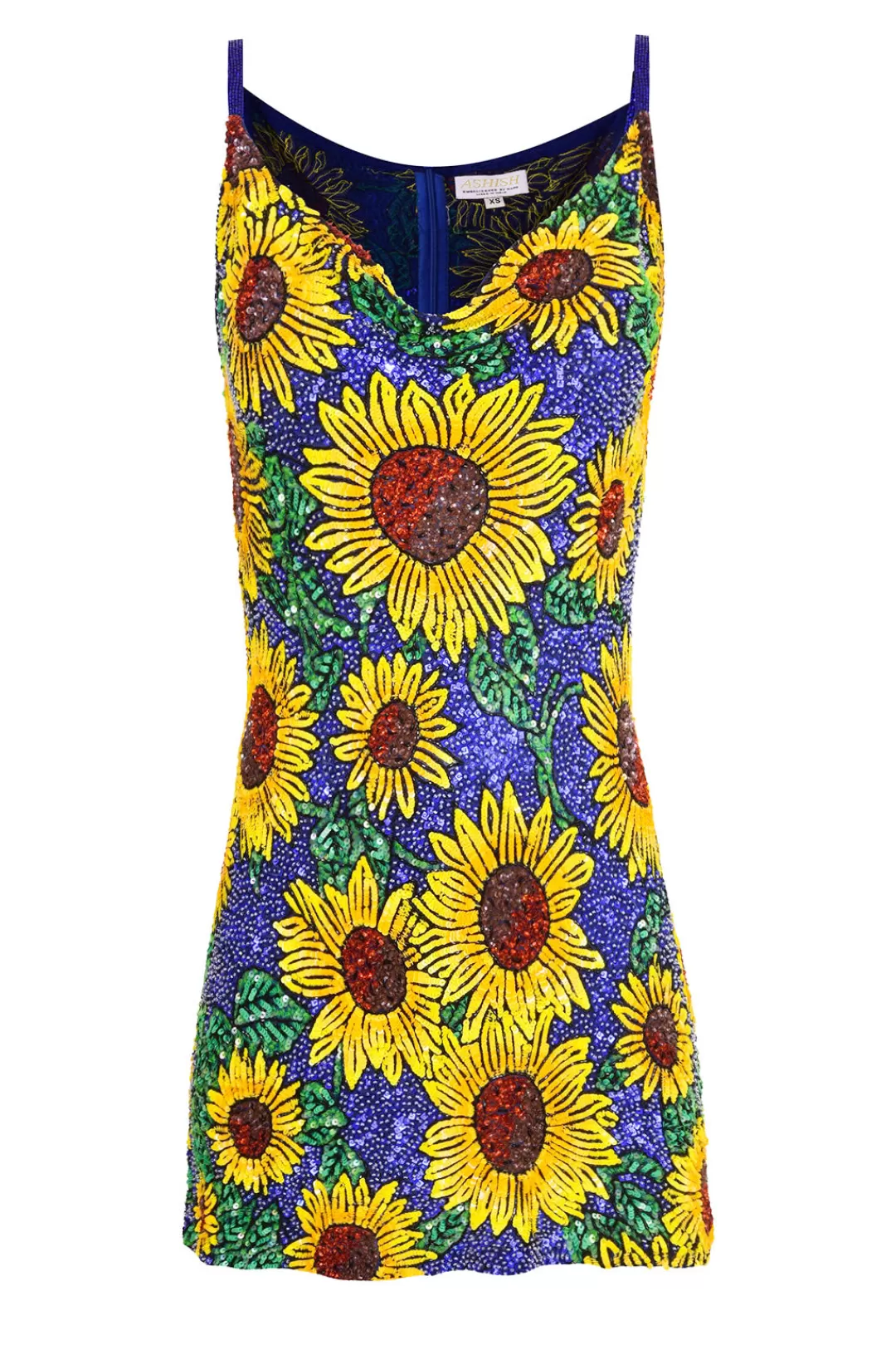 Women Ashish Sunflower Beaded Mini Dress