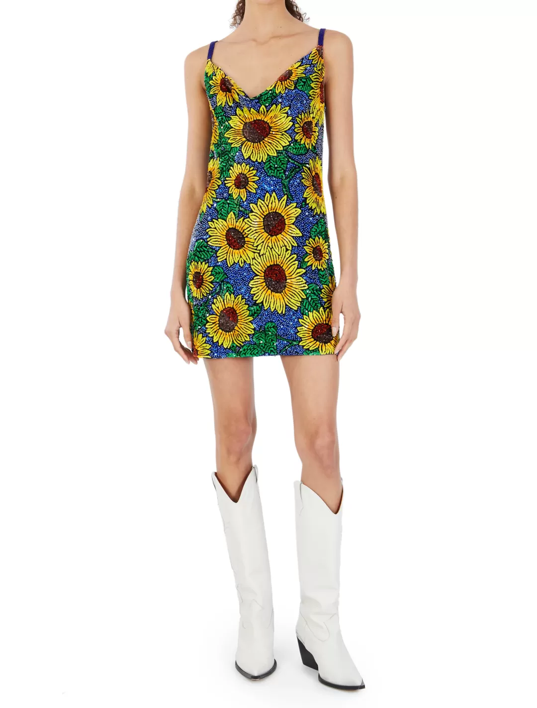 Women Ashish Sunflower Beaded Mini Dress