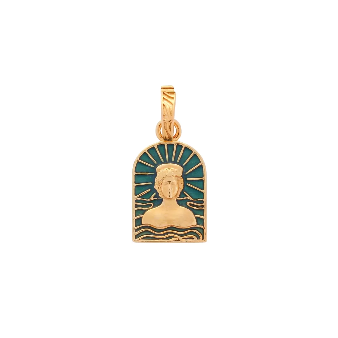 Women Annie's x Jade Jagger Tanit Teal Enamel Charm, Gold Vermeil