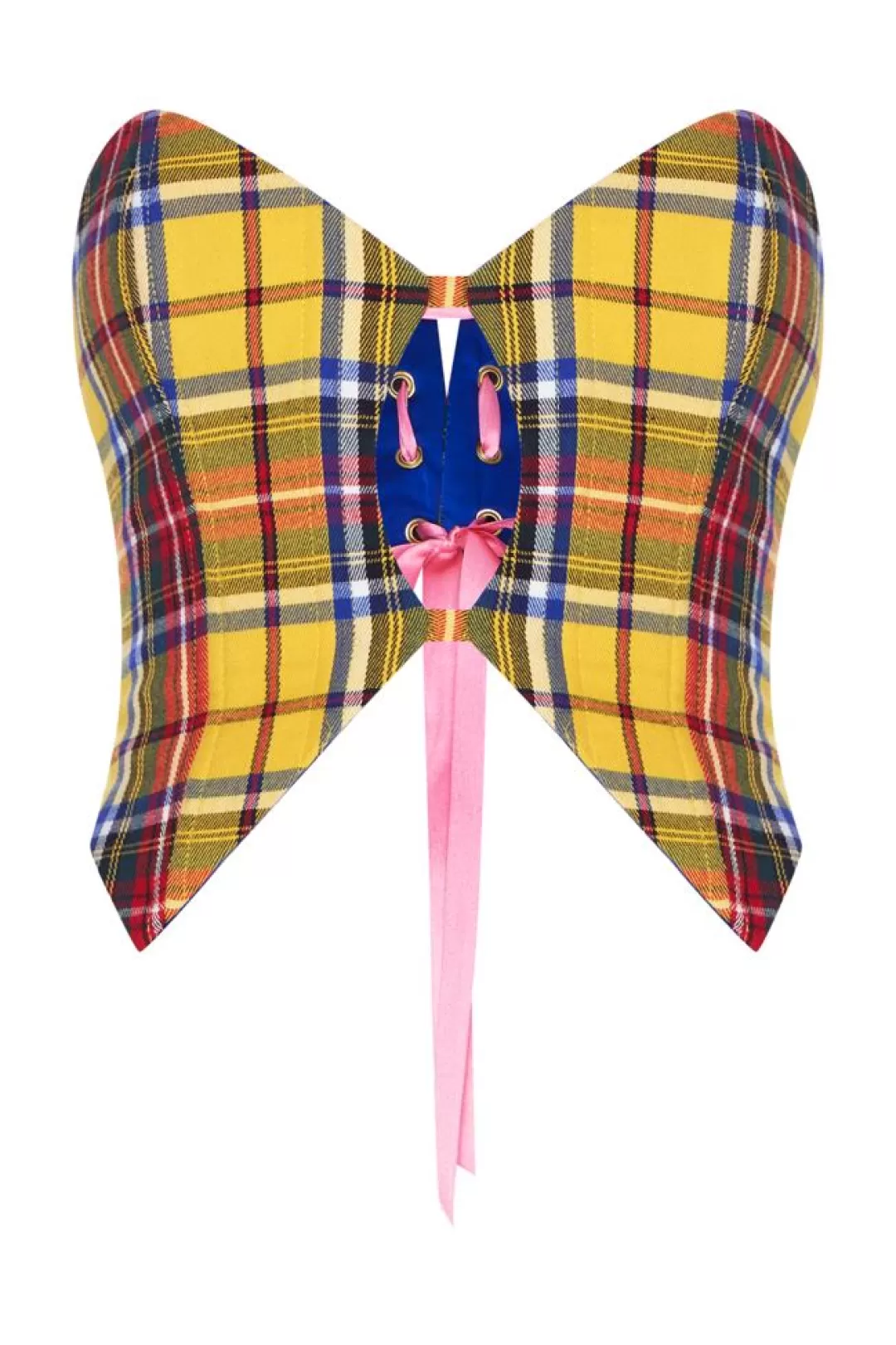 Women Amuse Bouche Tartan Yellow Corset Top