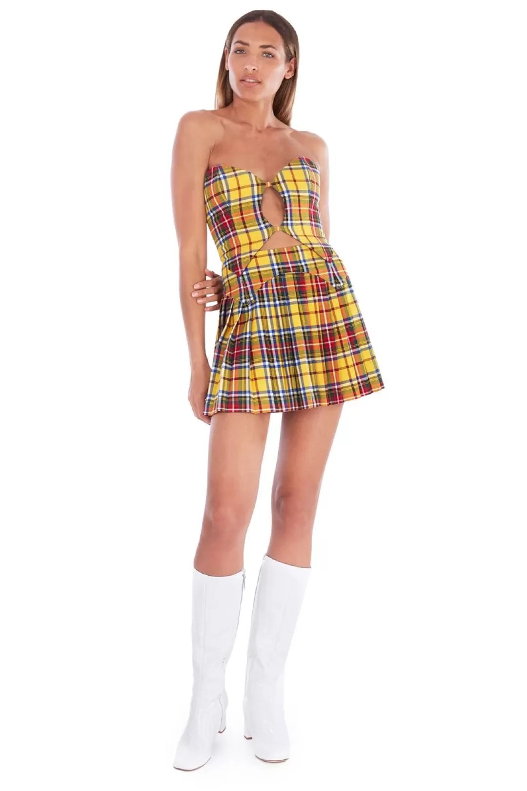 Women Amuse Bouche Tartan Yellow Corset Top