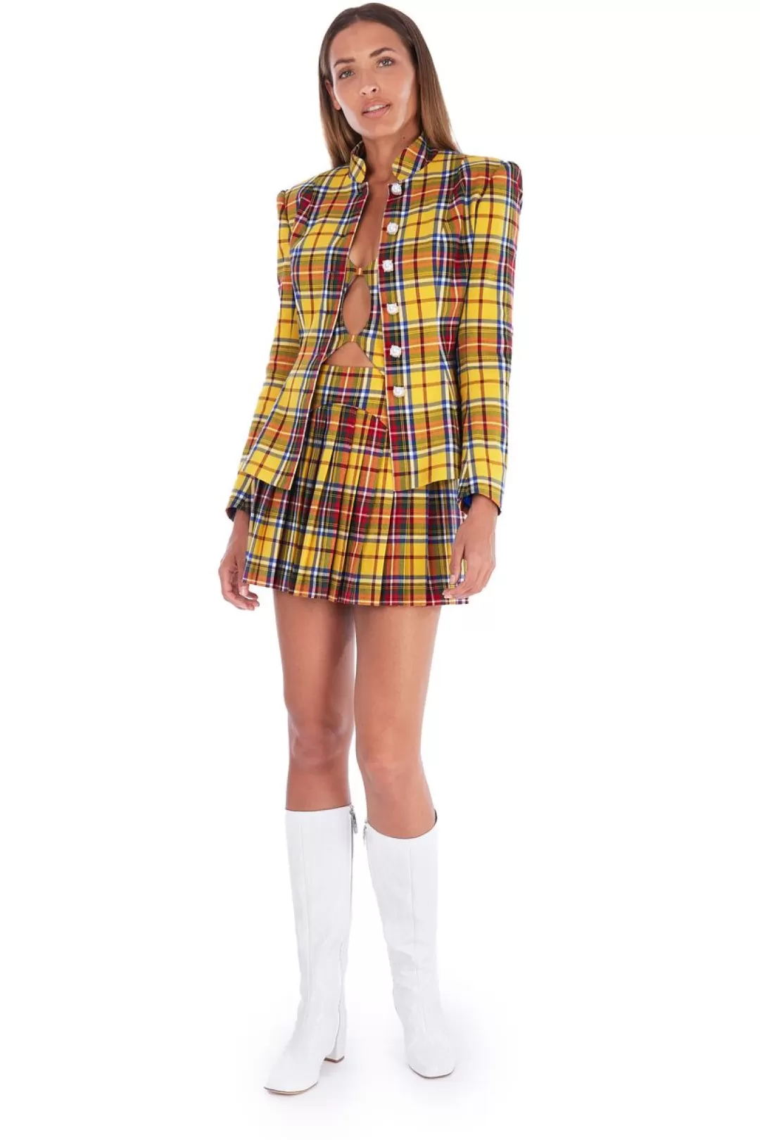 Women Amuse Bouche Tartan Yellow Jacket