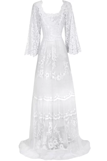 Women Annie's Archive 1920'S Antique Cherub Motif Lace Gown