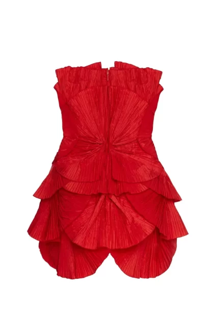 Women Annie's Archive 80'S Red Pleated Mini Dress.