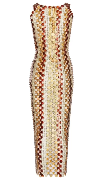 Women Annie's Archive Spring Summer 1969 Paco Rabanne Bronze Metal Discs Couture Evening Gown.