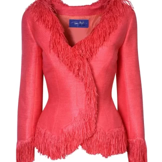 Women Annie's Archive Ss 2001 Thierry Mugler Woven Coral Pink Jacket