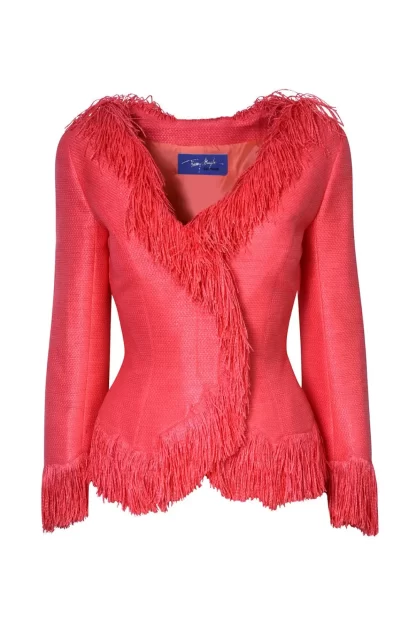 Women Annie's Archive Ss 2001 Thierry Mugler Woven Coral Pink Jacket