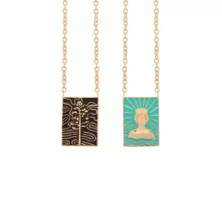 Women Annie's x Jade Jagger Tanit & Cactus Flower Double Enamel Tag Necklace, Gold Vermeil
