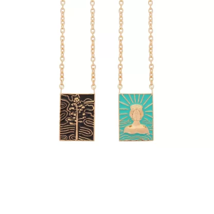 Women Annie's x Jade Jagger Tanit & Cactus Flower Double Enamel Tag Necklace, Gold Vermeil