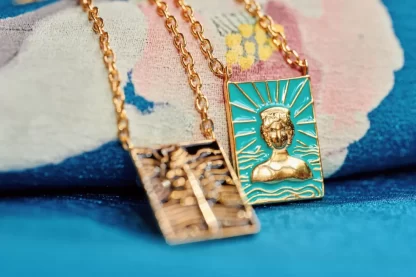 Women Annie's x Jade Jagger Tanit & Cactus Flower Double Enamel Tag Necklace, Gold Vermeil